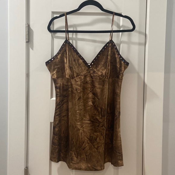 Y2K Brown‎ Cami Sequined Tunic Xhilaration XL EUC signature Y2K piece! - Picture 1 of 17